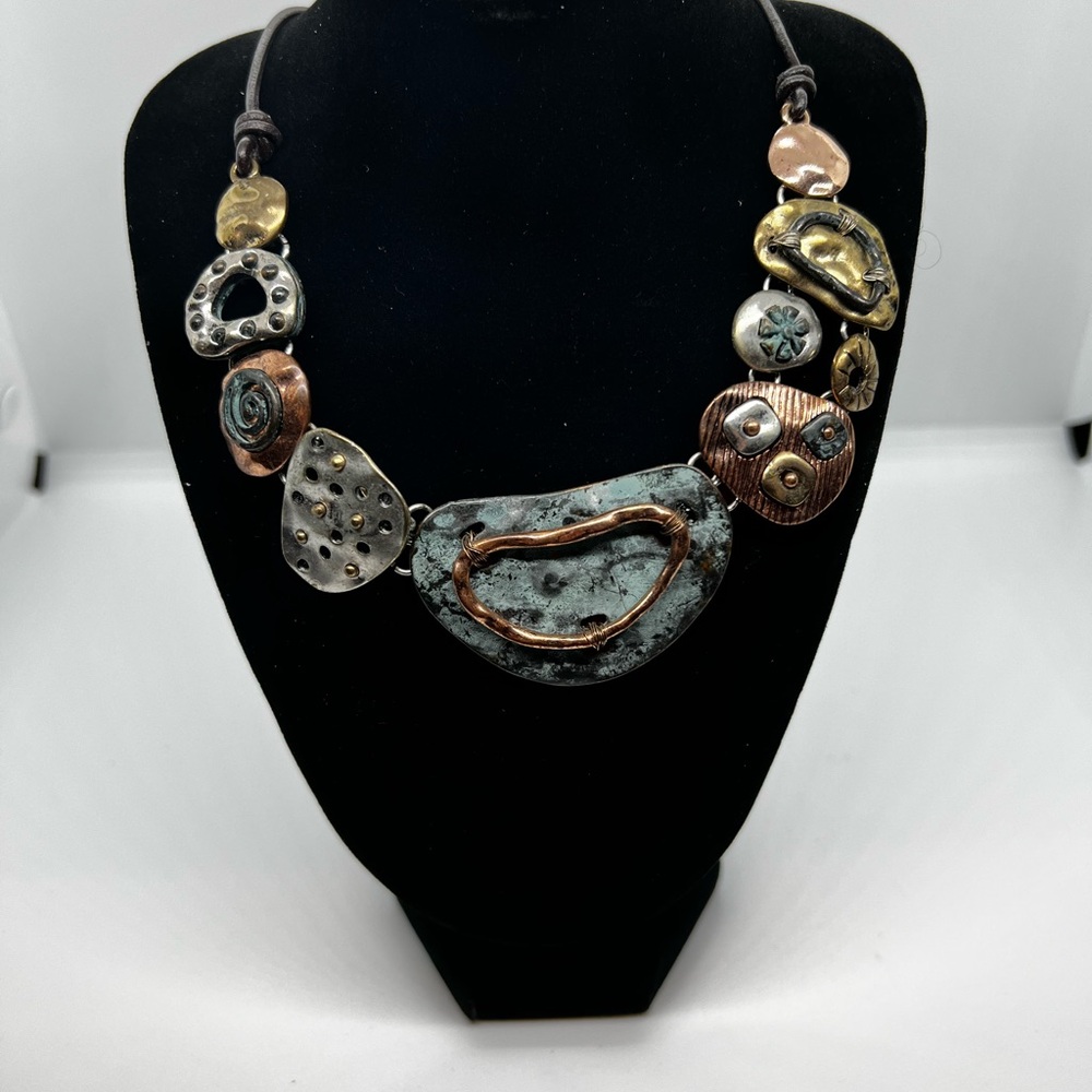 Artistic Multicolor Mixed Metal Statement Necklace